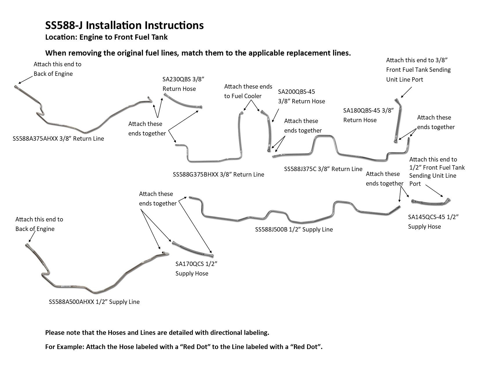 Chevy Silverado Fuel Line Set 2002 C/K Reg Cab, Cab & Chassis 137" & 161.5" WB 6.6L Diesel w/Engine Code LB7 SS588-J1B