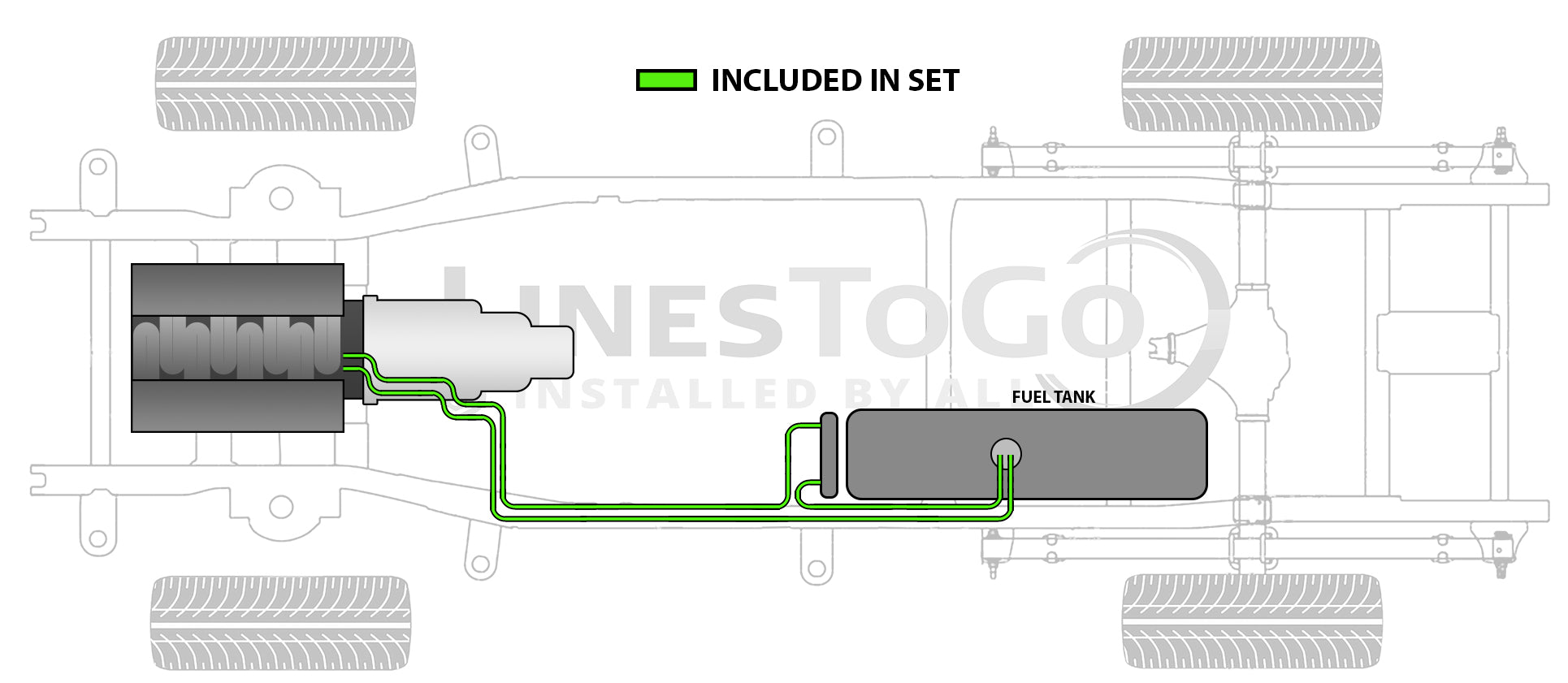 GMC Sierra Fuel Line Set 2007 3500HD Ext Cab, Cab & Chassis 161.5" & 185.5" WB 6.6L SS588-K2D