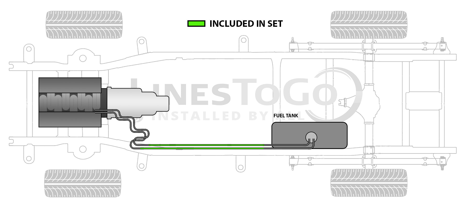 GMC TopKick Intermediate Fuel Line Set 2007 C4500/5500 w/169"WB 6.6L SS689-C2A Stainless Steel