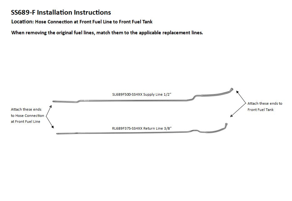 GMC TopKick Intermediate Fuel Line Set 2006 C4500/5500 152" WB 6.6L SS689-F2A Stainless Steel
