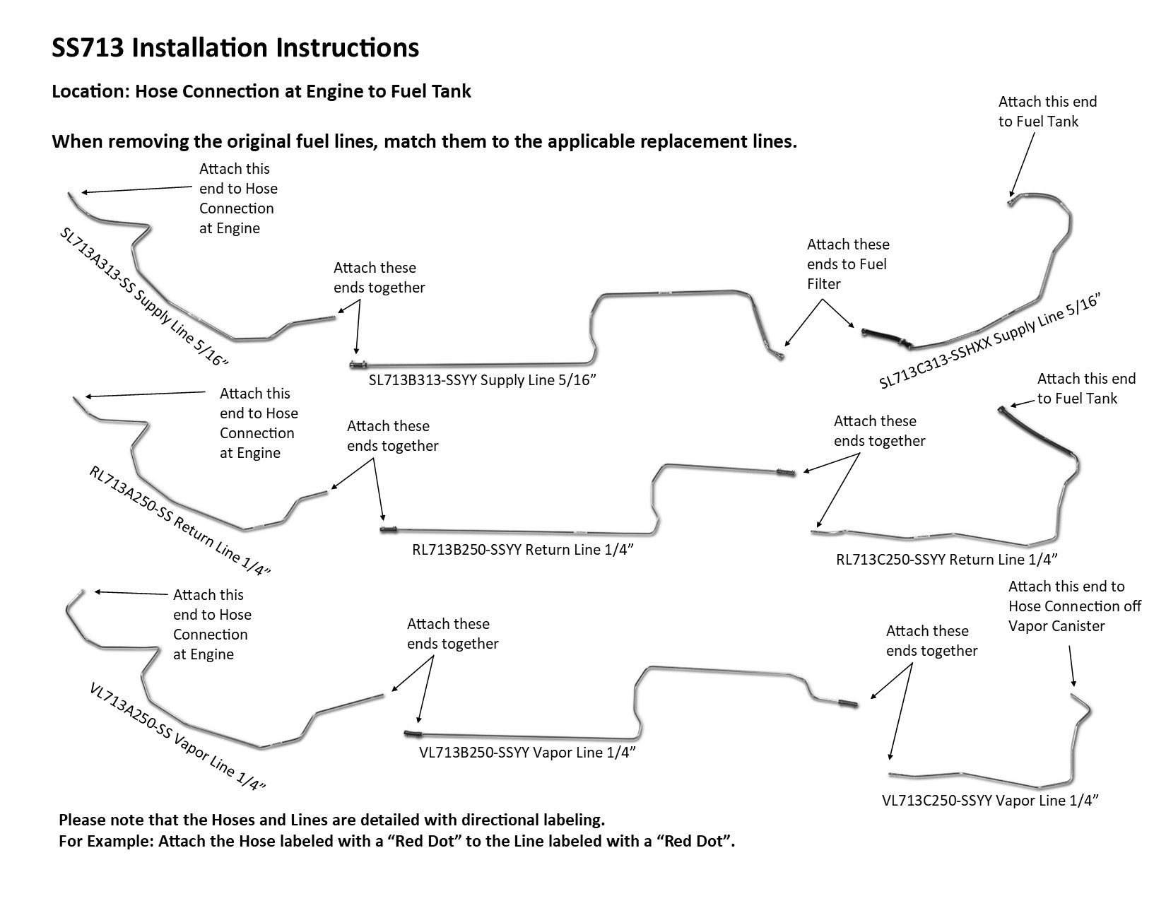 Chrysler New Yorker Fuel Line Set 1993 3.3L SS713-1J Stainless Steel
