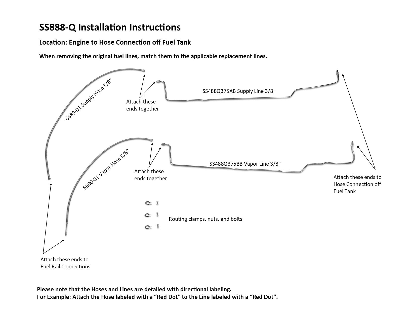 GMC Sierra EZ Install Fuel Line Set 2006 1500 Ext Cab 6.0L SS888-Q6B Stainless Steel