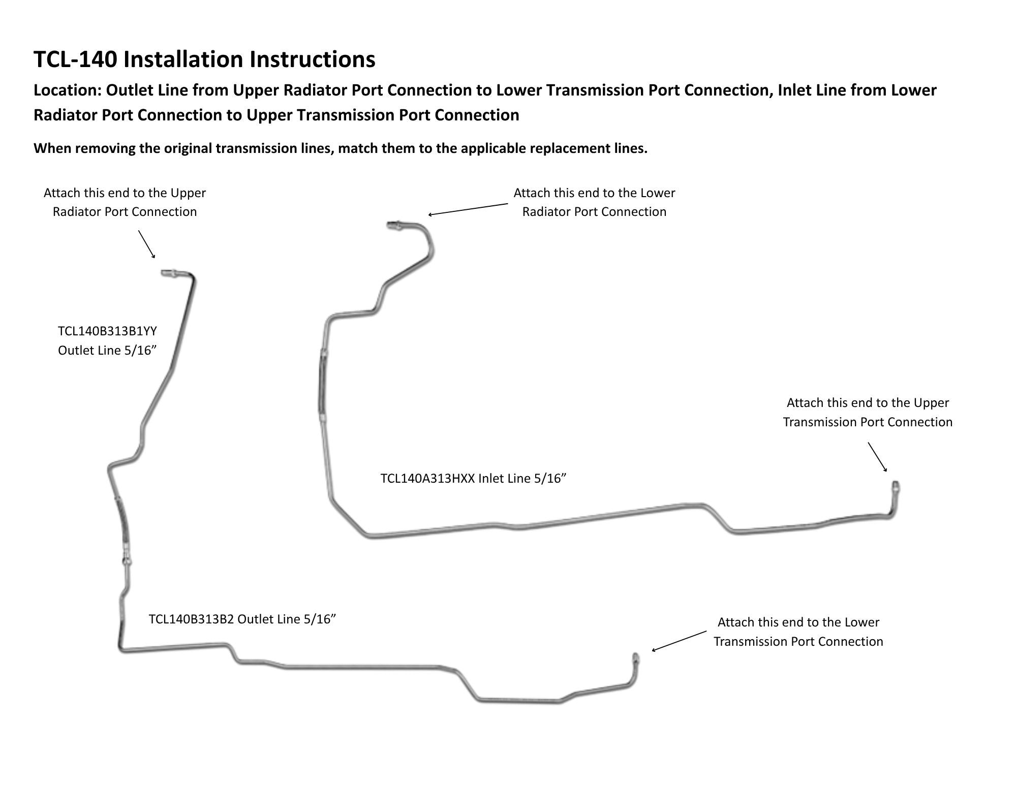 Juego de líneas de transmisión Ford F150 1997 4,2 L, 4,6 L, 5,4 L TCL-140-1A