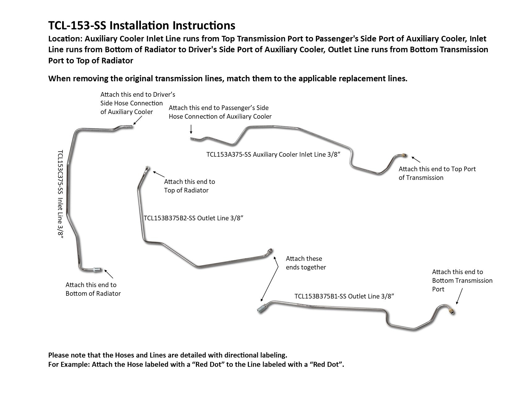 Ford Ranger Transmission Line Set 2009 4.0L TCL-153-SS1D Stainless Steel