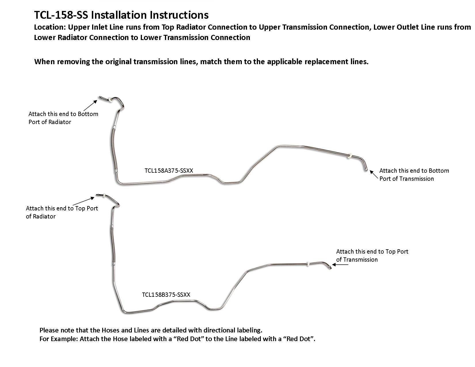 Chevy Silverado 1500 Transmission Line Set 2011 4.8L TCL-158-SS14L Stainless Steel