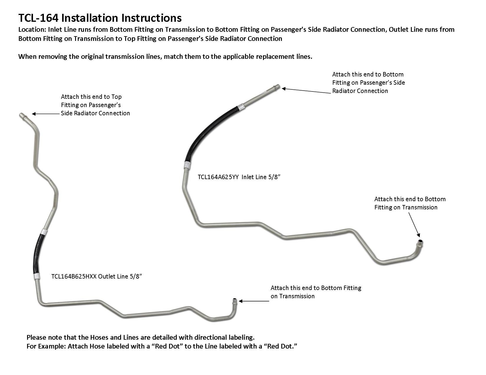 Chevy Kodiak Transmission Line Set 2008 C4500/5500 8.1L TCL-164-1E