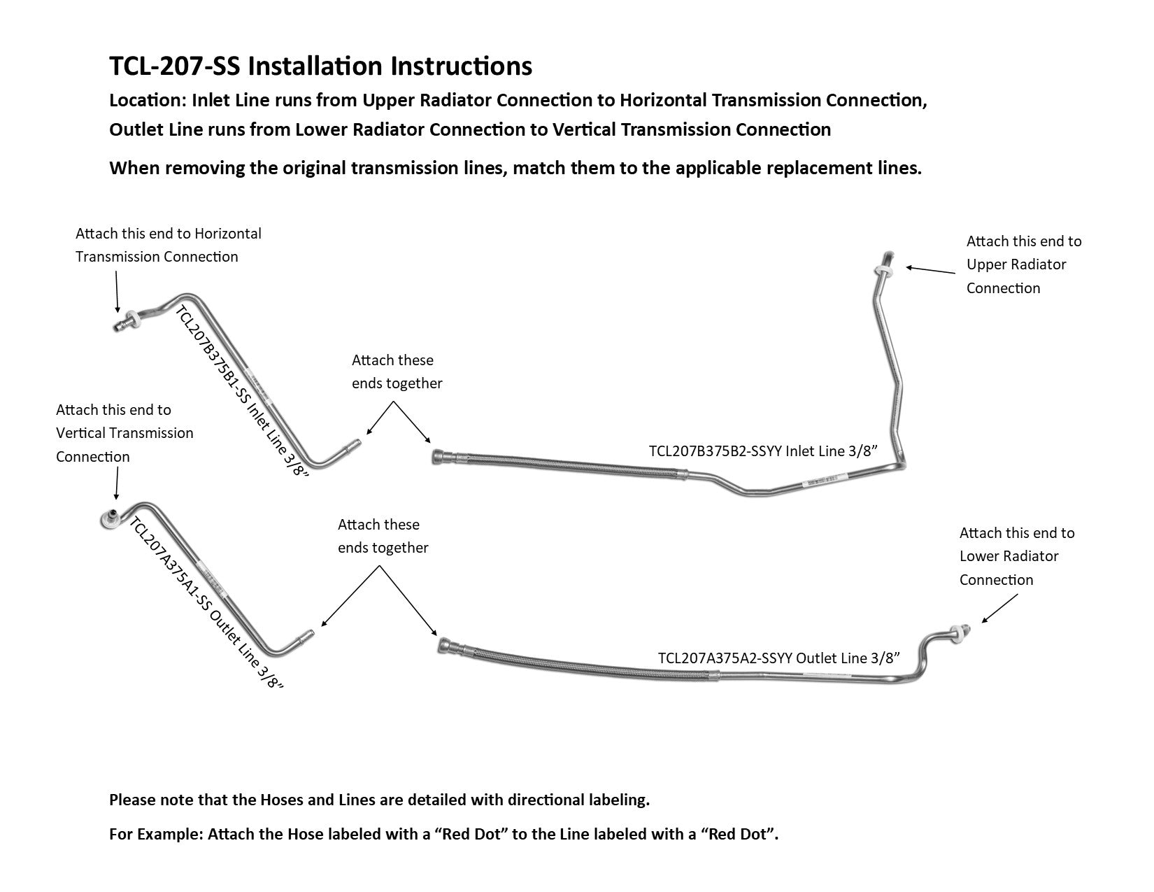 Buick Park Avenue Transmission Line Set 2003 3.8L TCL-207-SS2D Stainless Steel