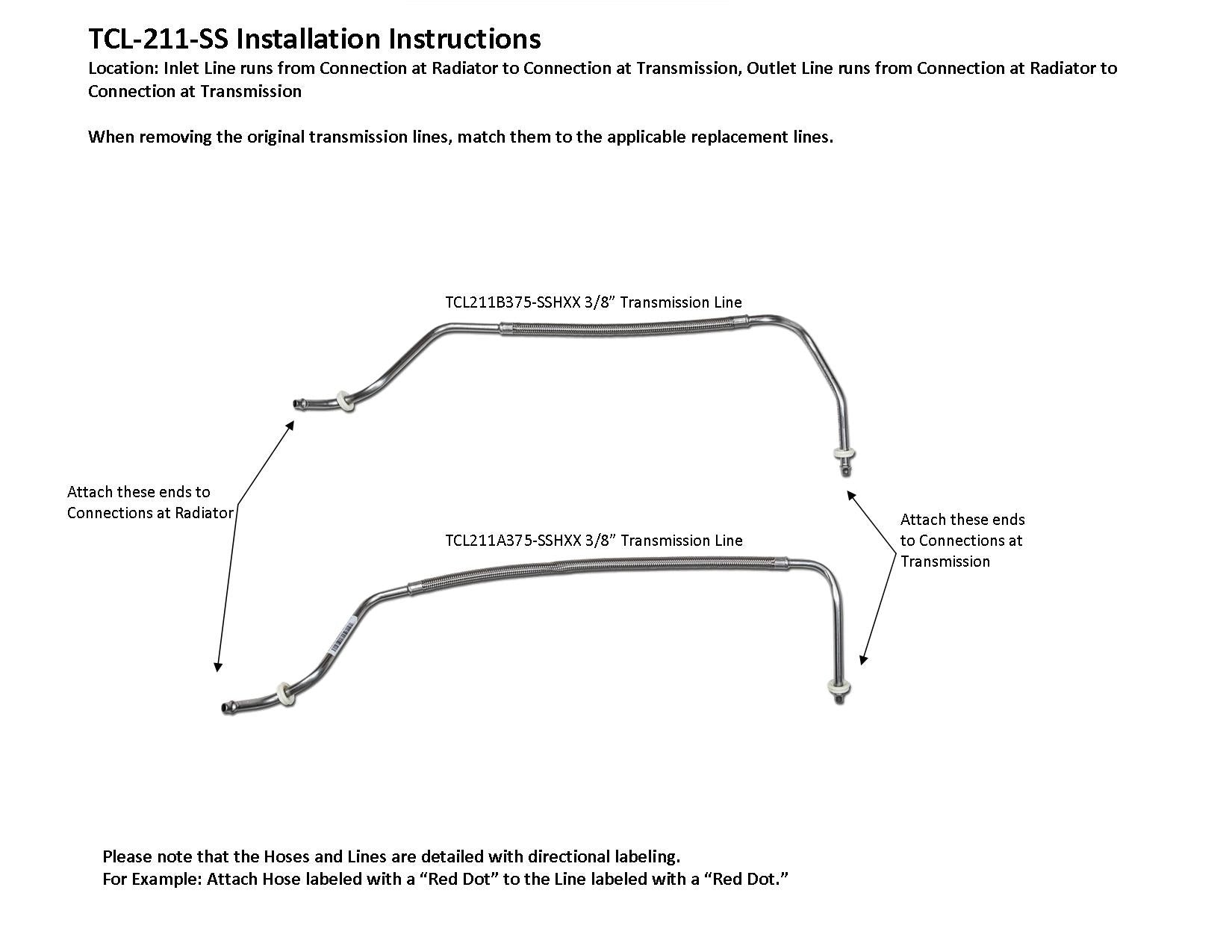 Chrysler Pacifica Transmission Line Set 2006 3.5L TCL-211-SS1C Stainless Steel