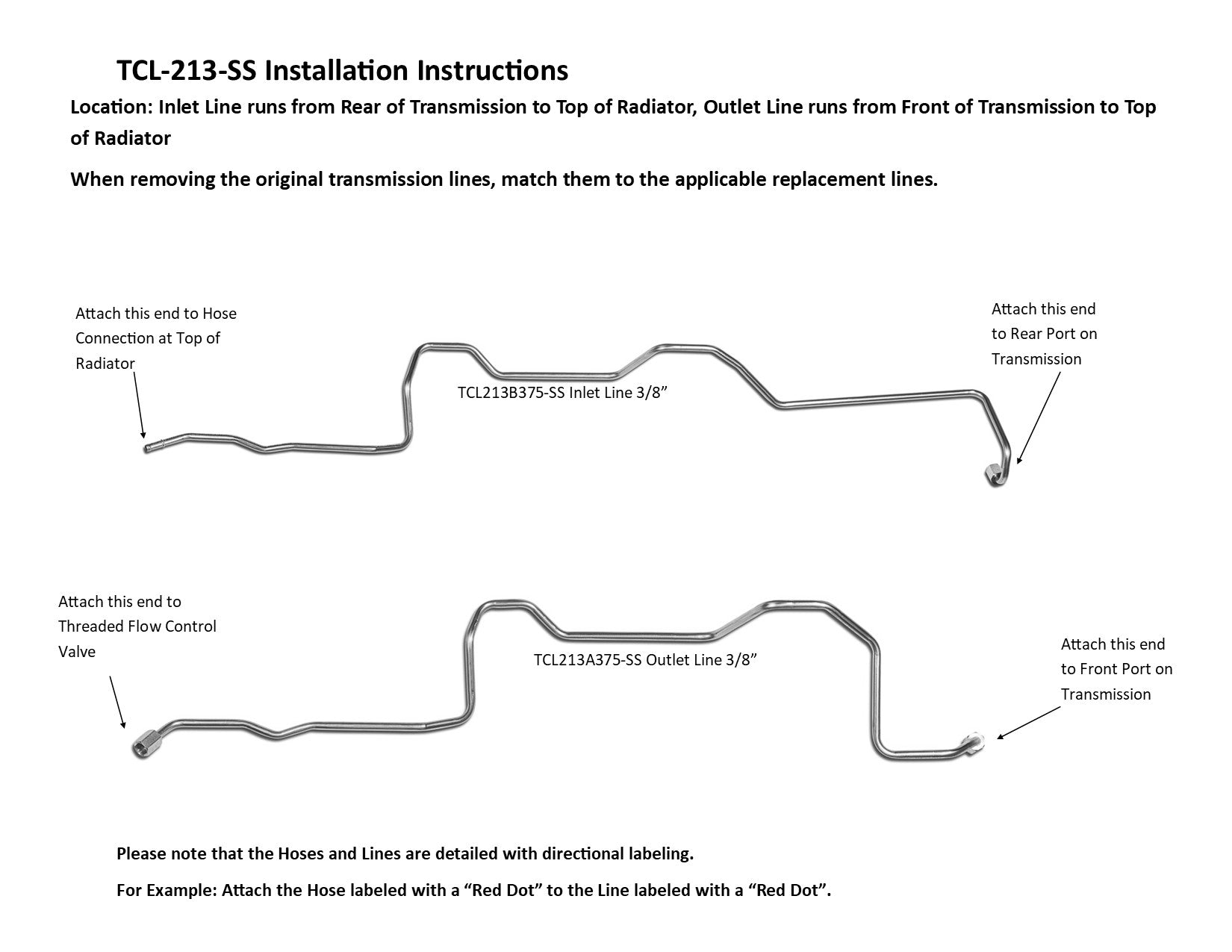 Jeep Grand Cherokee Transmission Line Set 2003 4.0L TCL-213-SS1E Stainless Steel