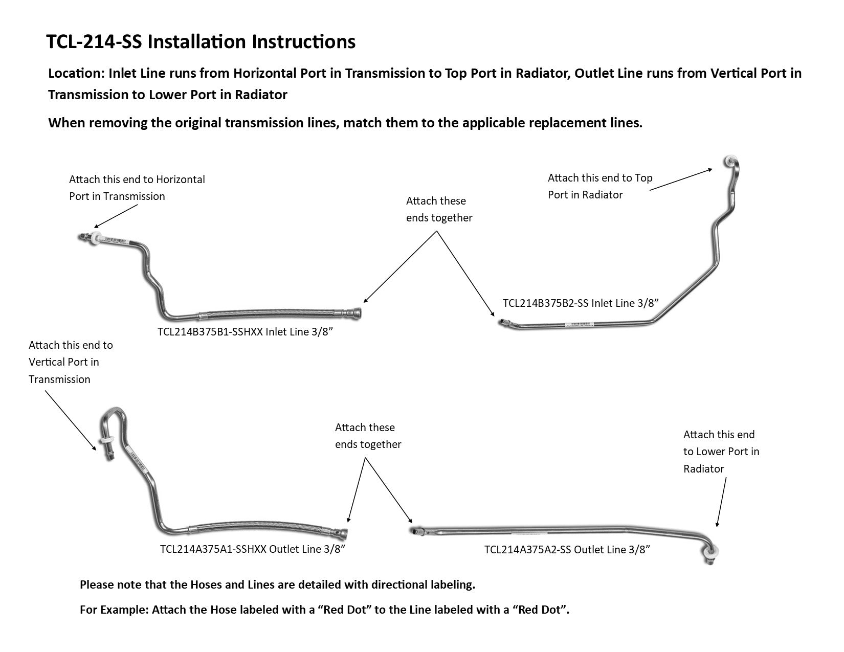 Chevy Uplander Transmission Line Set 2009 3.9L TCL-214-SS2D Stainless Steel