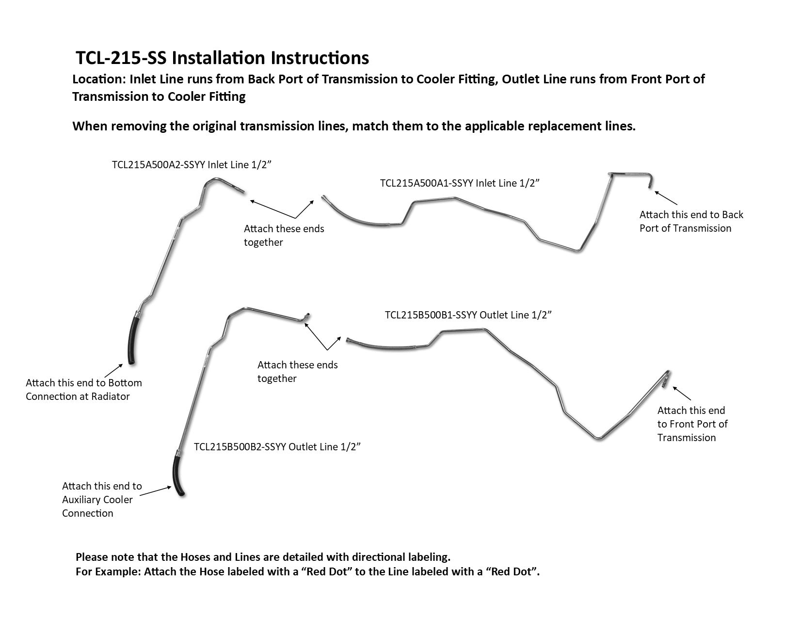 Dodge Ram Transmission Line Set 1996 2500/3500 8.0L TCL-215-SS1C Stainless Steel