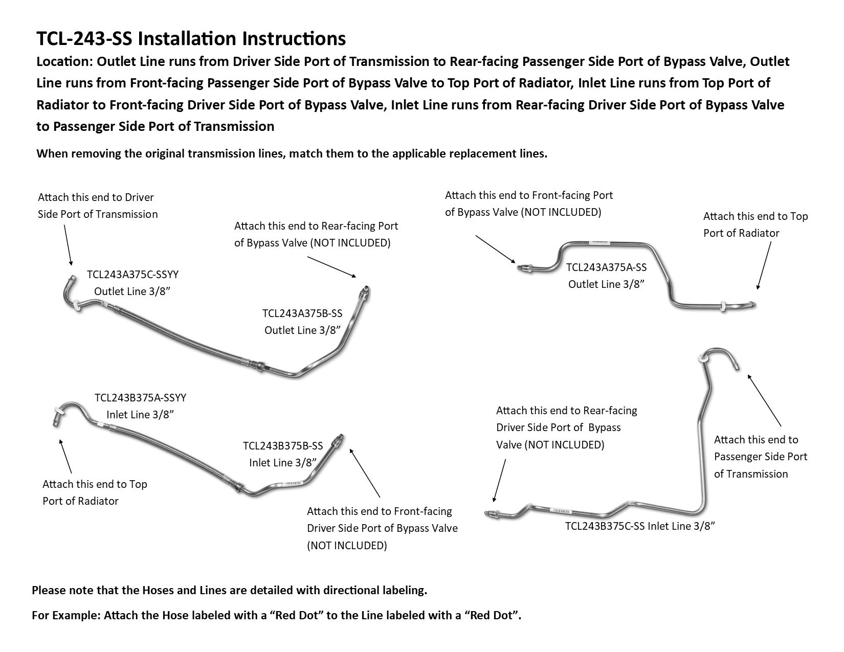 Dodge Challenger Transmission Line Set 2010 3.5L TCL-243-SS1A Stainless Steel