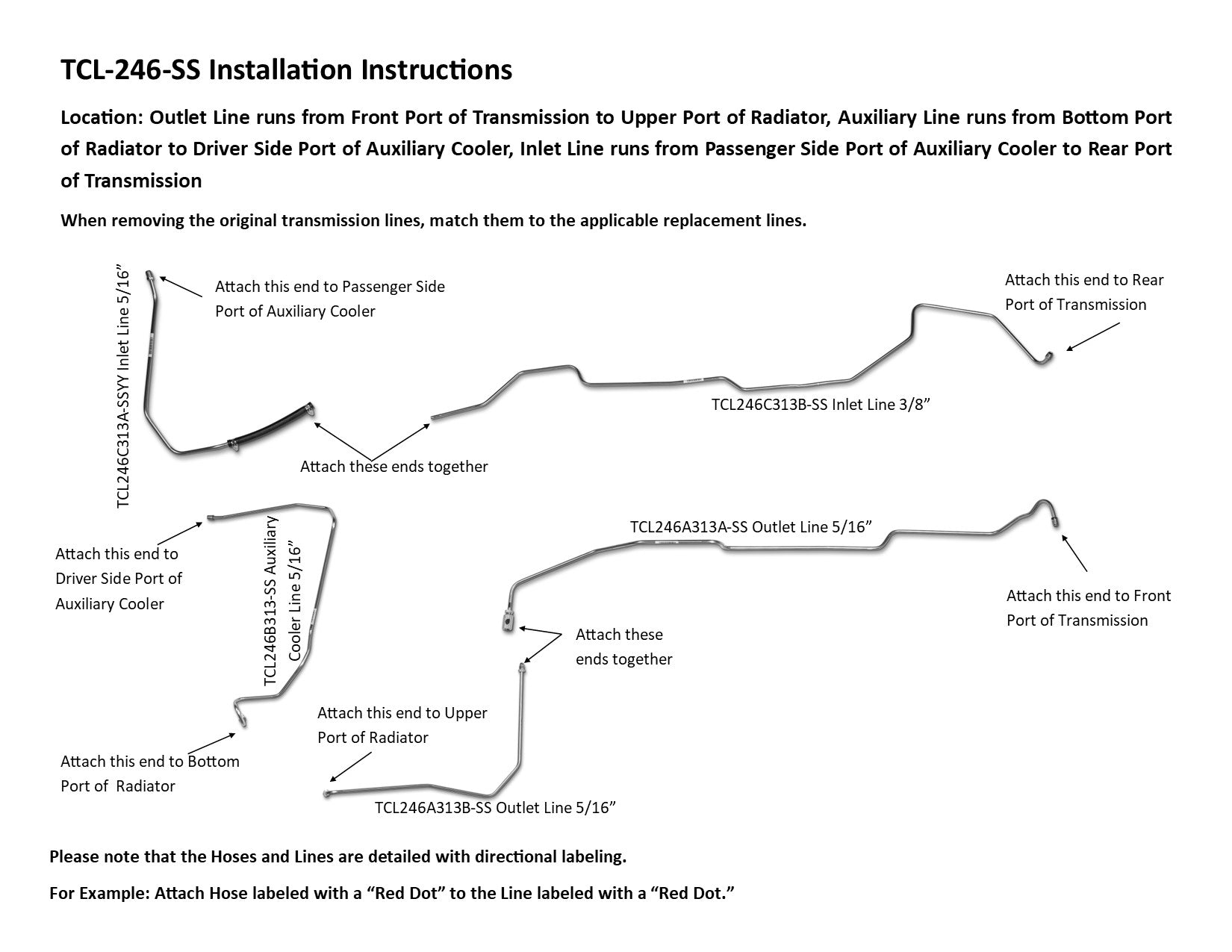 Ford Truck Transmission Line Set 1995 F150 5.8L TCL-246-SS1C Stainless Steel