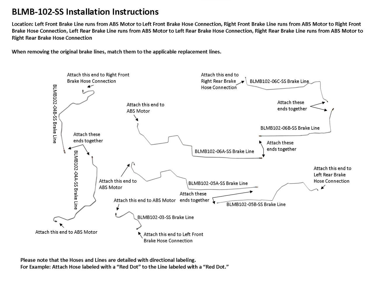 Mercedes C63 AMG Brake Line Set 2010 6.3L BLMB-102-SS7C Stainless Steel