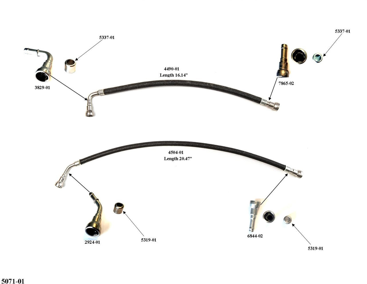 Tuyaux tressés en téflon aramide Chevy S10/GMC Sonoma 2003 entre les conduites de carburant et le réservoir de carburant, cabine multiplace 5071-01A