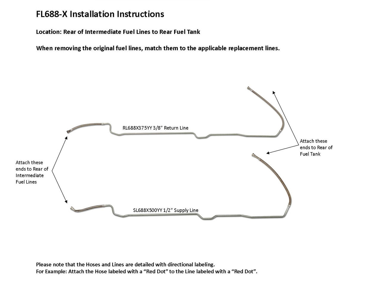 GMC TopKick Rear Fuel Line Set 2003 C4500/5500 6.6L FL688-X1A