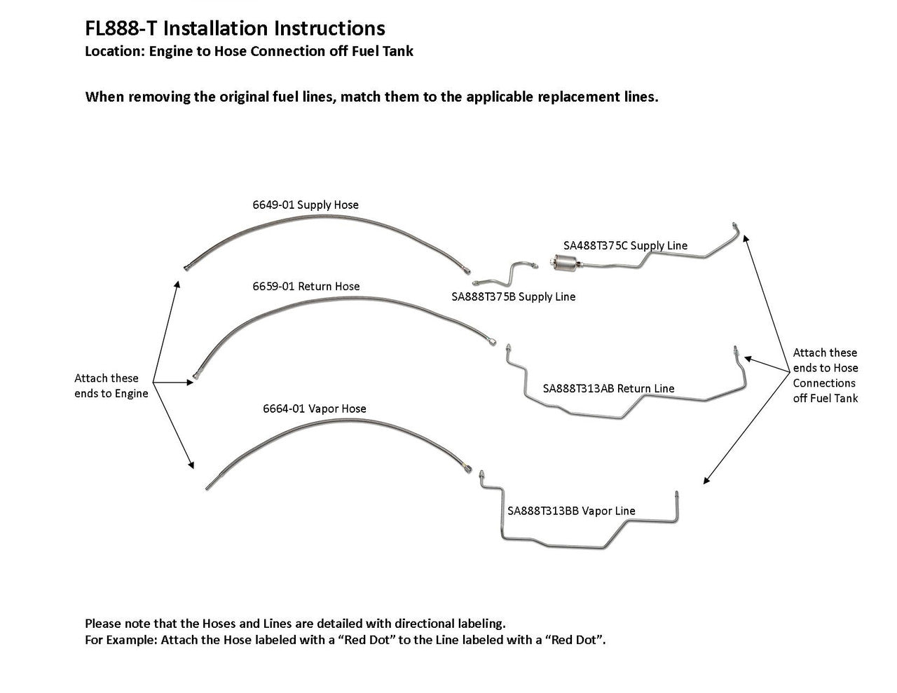 Chevy Silverado EZ Install Fuel Line Set 2002 C/K2500HD/3500/3500HD Reg Cab 8 ft Bed 6.0L FL888-T1B