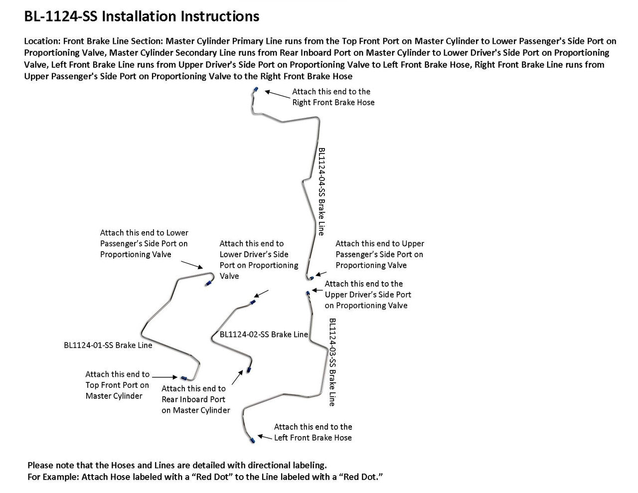 Honda Civic Front Brake Line Set 1996 BL-1124-SS1A Stainless Steel