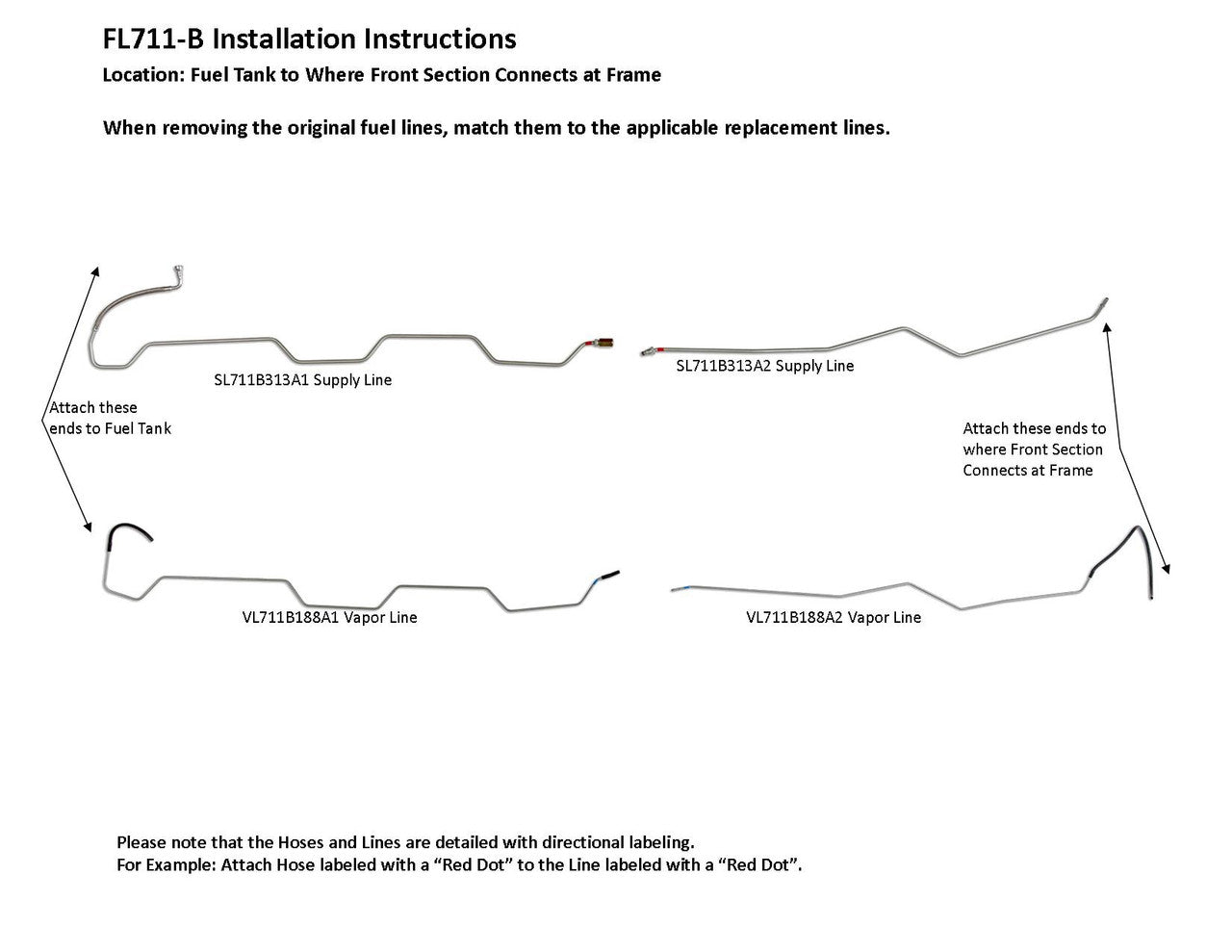 Juego de tuberías de combustible traseras para camioneta Dodge Ram Pick Up 1992 250 4WD Club Cab 8 pies caja 5,9 L gasolina FL711-B1A