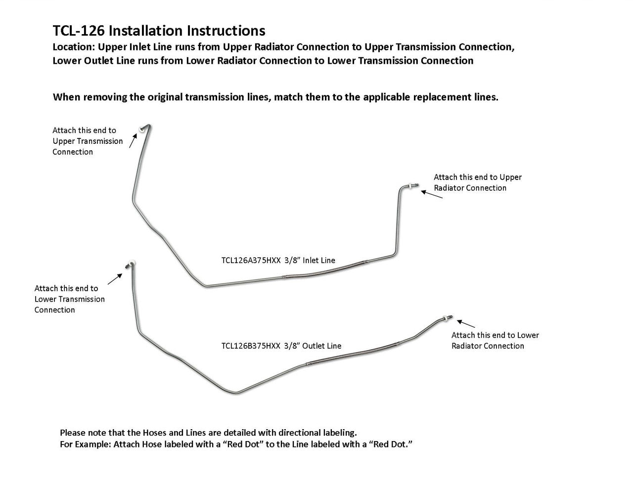 Jeu de conduites de transmission pour Chevy Express 2500 2011 4,3 L TCL-126-3C