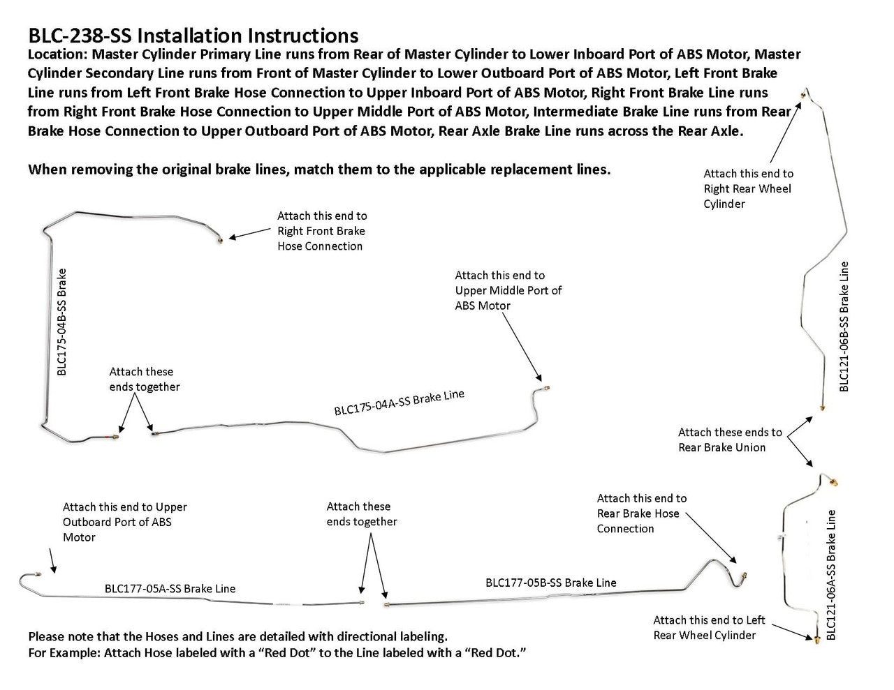 Chevy Silverado Brake Line Set 2001 1500 2WD Ext Cab 8ft Bed 5.3L BLC-238-SS1G Stainless Steel