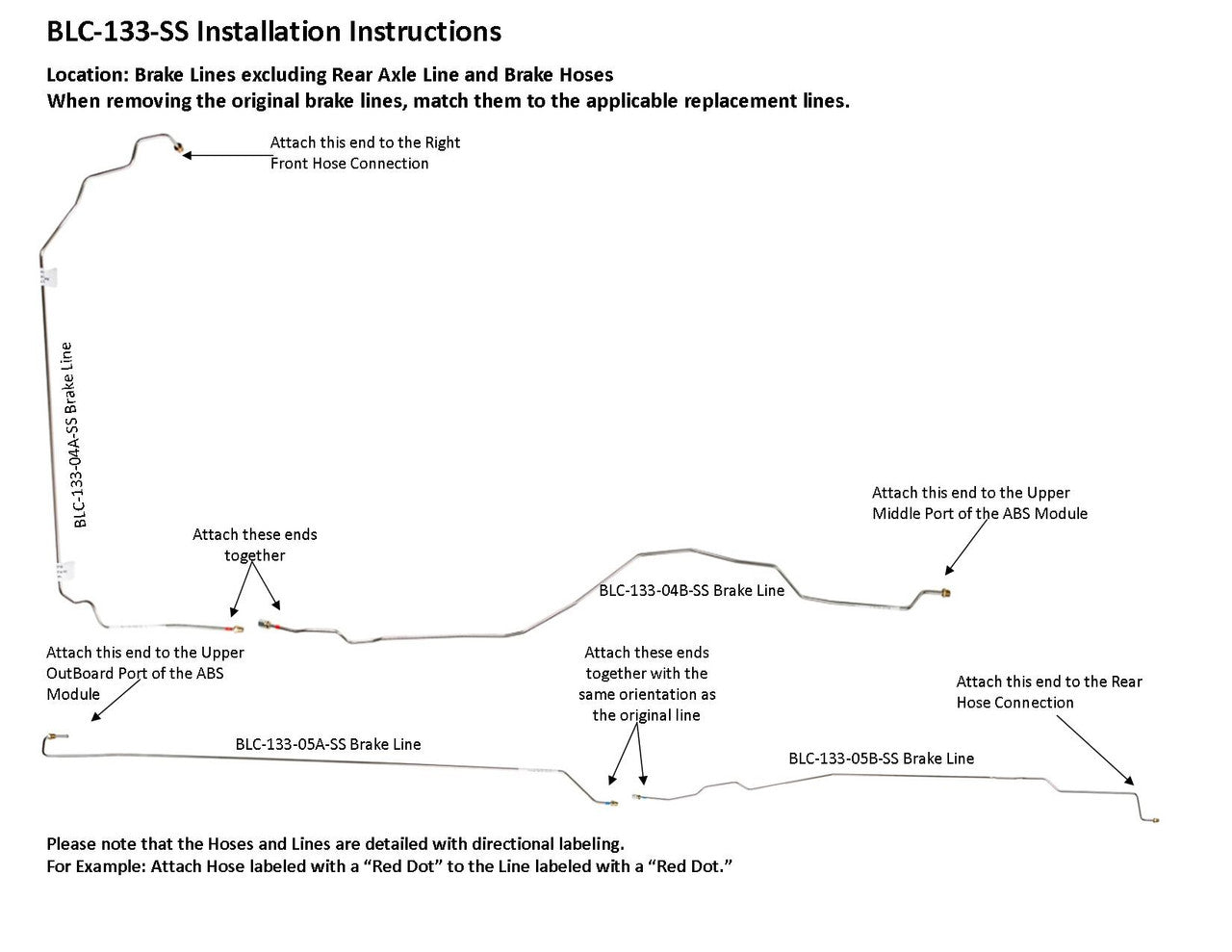 Chevy Silverado Brake Line Set 2006 2500 HD/3500 Crew Cab 8ft Bed 6.0L BLC-133-SS1D Stainless Steel