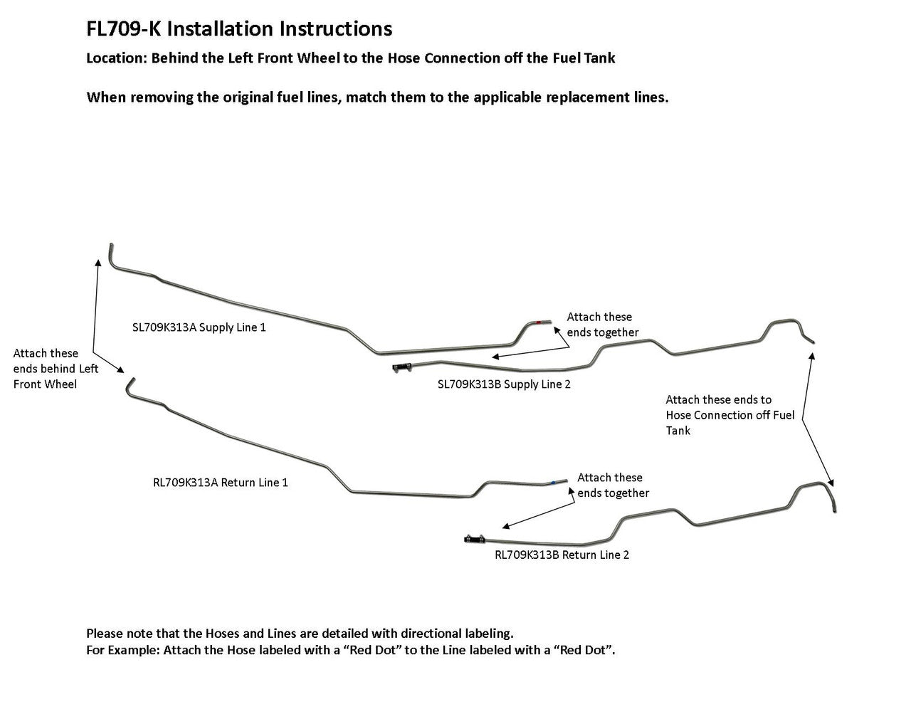 Dodge Ram Pick Up Rear Fuel Line Set 1992 150 2WD Reg Cab 8ft Bed 5.9L Gas FL709-K1I