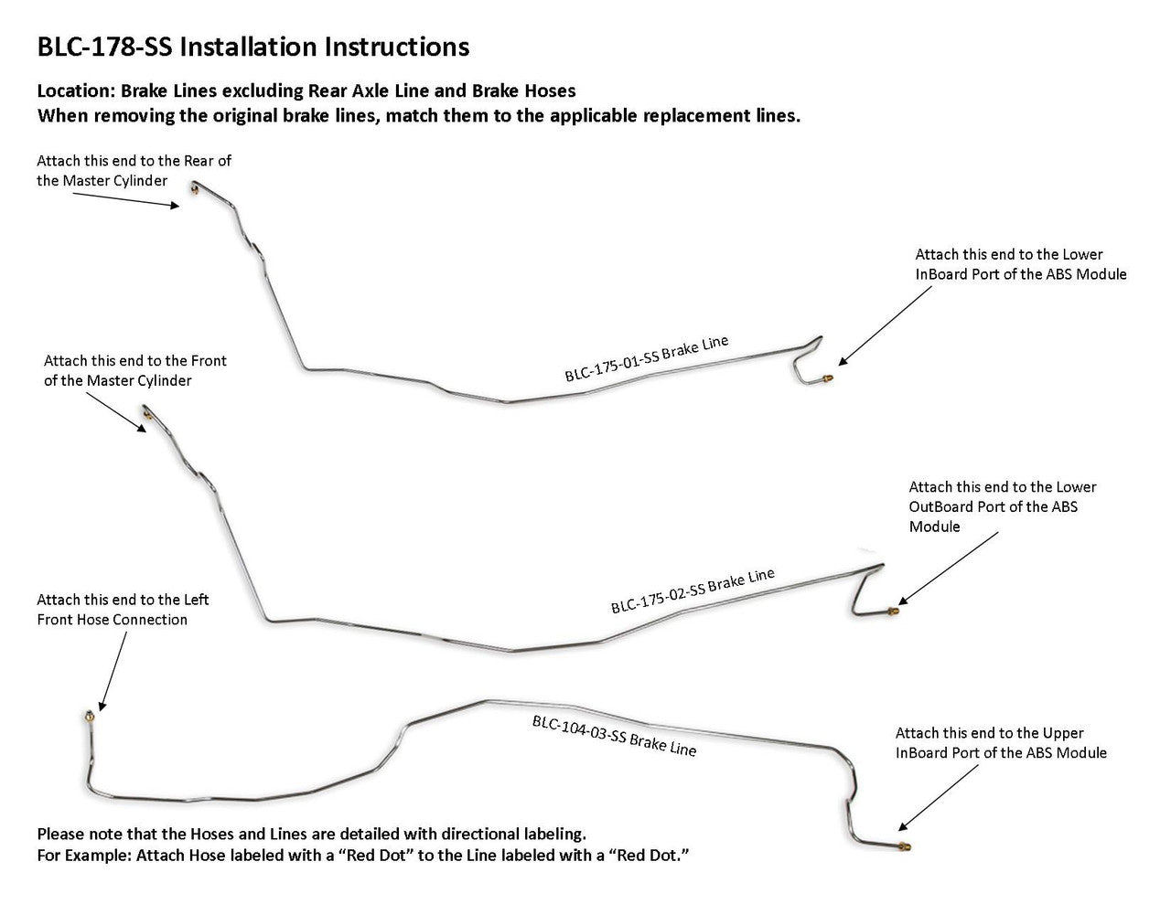 Jeu de conduites de frein Chevy Silverado 2002 1500 4WD Ext Cab 8ft Bed BLC-178-SS1D Acier inoxydable