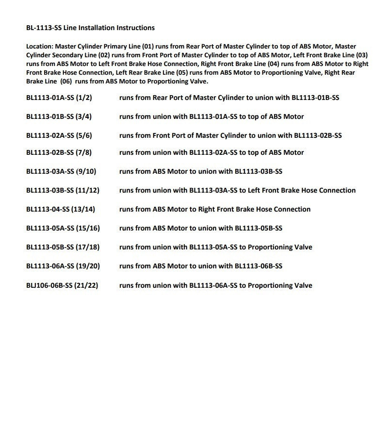 Jeu de conduites de frein avant Acura TL 2002 BL-1113-SS1B en acier inoxydable