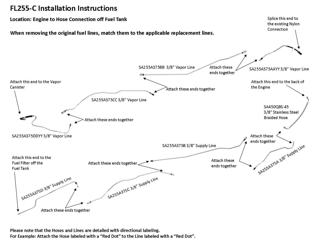 Chevy HHR Fuel Line Set 2008 2.2L FL255-C2D