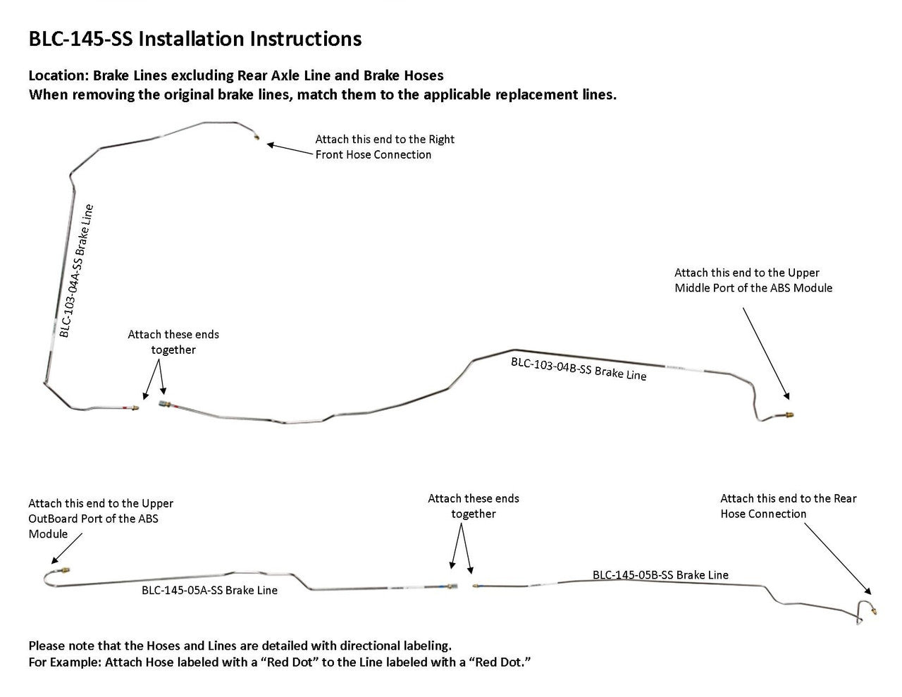 GMC Sierra Brake Line Set 2006 1500 Ext Cab 5.75ft Bed 4.3L BLC-145-SS2A Stainless Steel