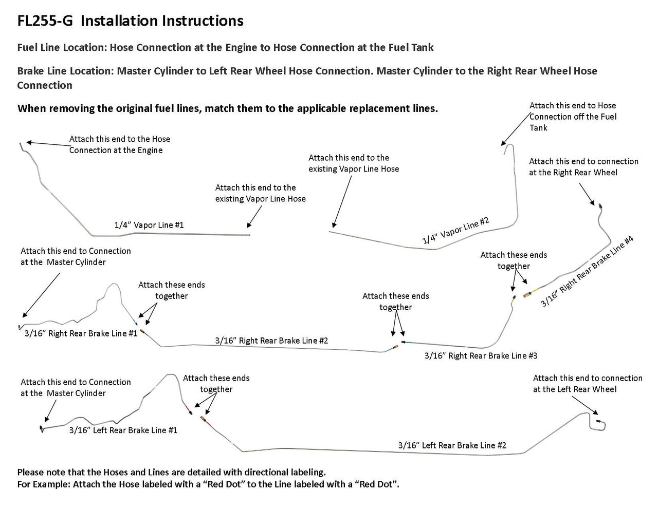 Oldsmobile Cutlass Fuel and Brake Line Set 1998 4 Dr 2.3L FL255-G3B