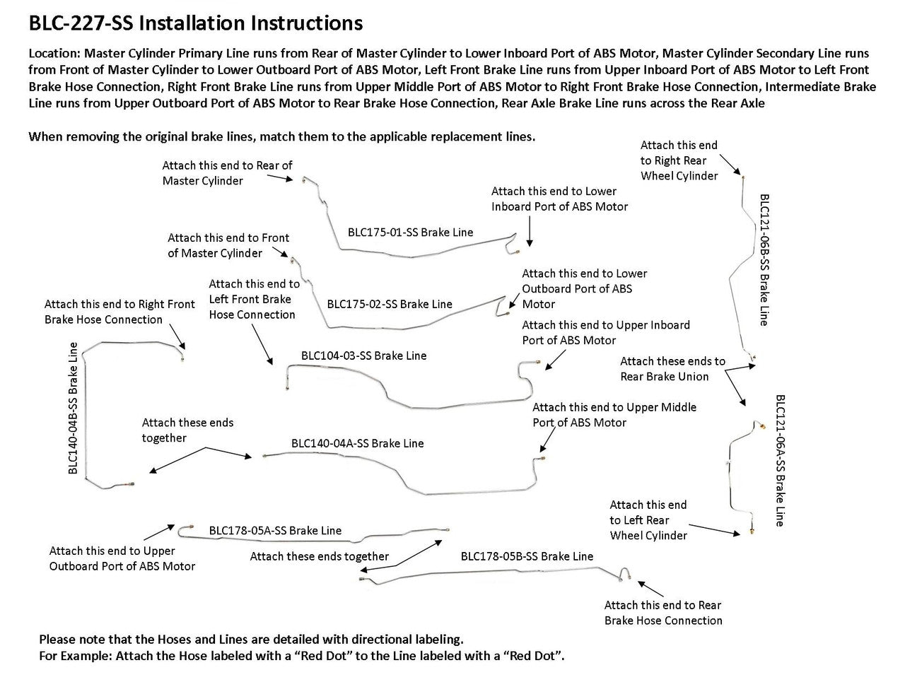 Jeu de conduites de frein GMC Sierra 2001 1500 4WD Ext Cab 8ft Bed 4.8L BLC-227-SS2G Acier inoxydable