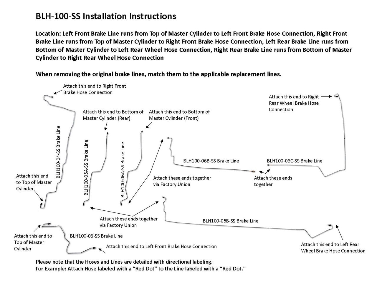 Hyundai Santa Fe Brake Line Set 2004 2.7L BLH-100-SS1P Stainless Steel