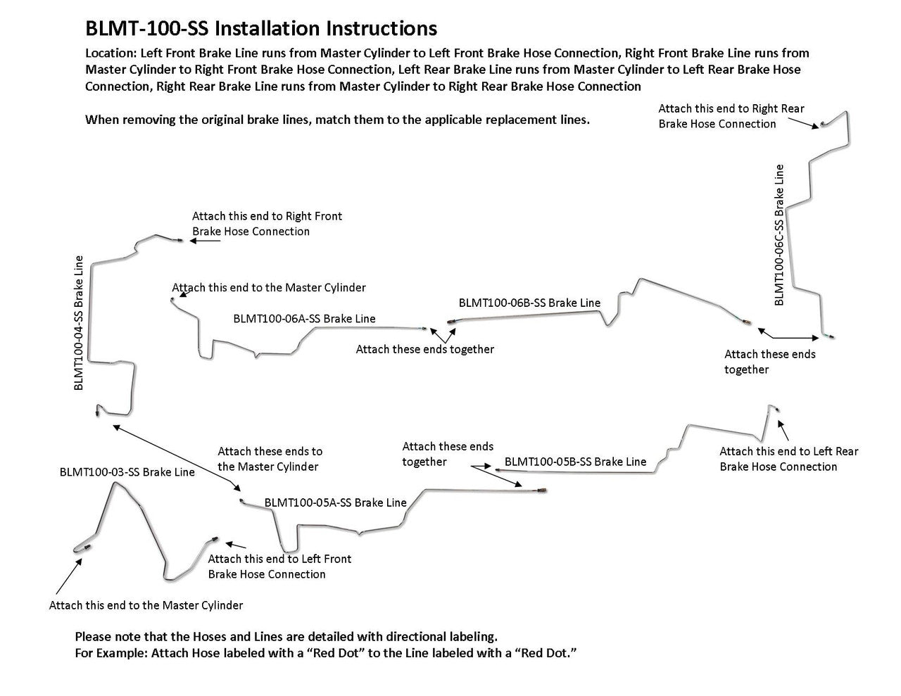 Mitsubishi Endeavor Brake Line Set 2004 3.8L BLMT-100-SS1A Stainless Steel
