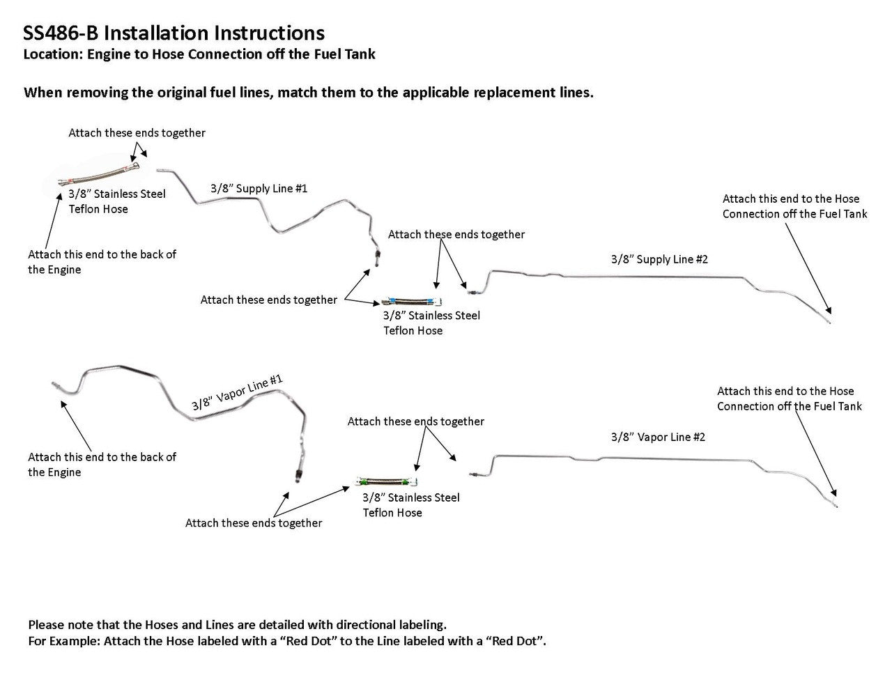 Juego de tuberías de combustible para GMC Sierra 2010 C/K2500HD Crew Cab 6.0L SS486-B5D Acero inoxidable