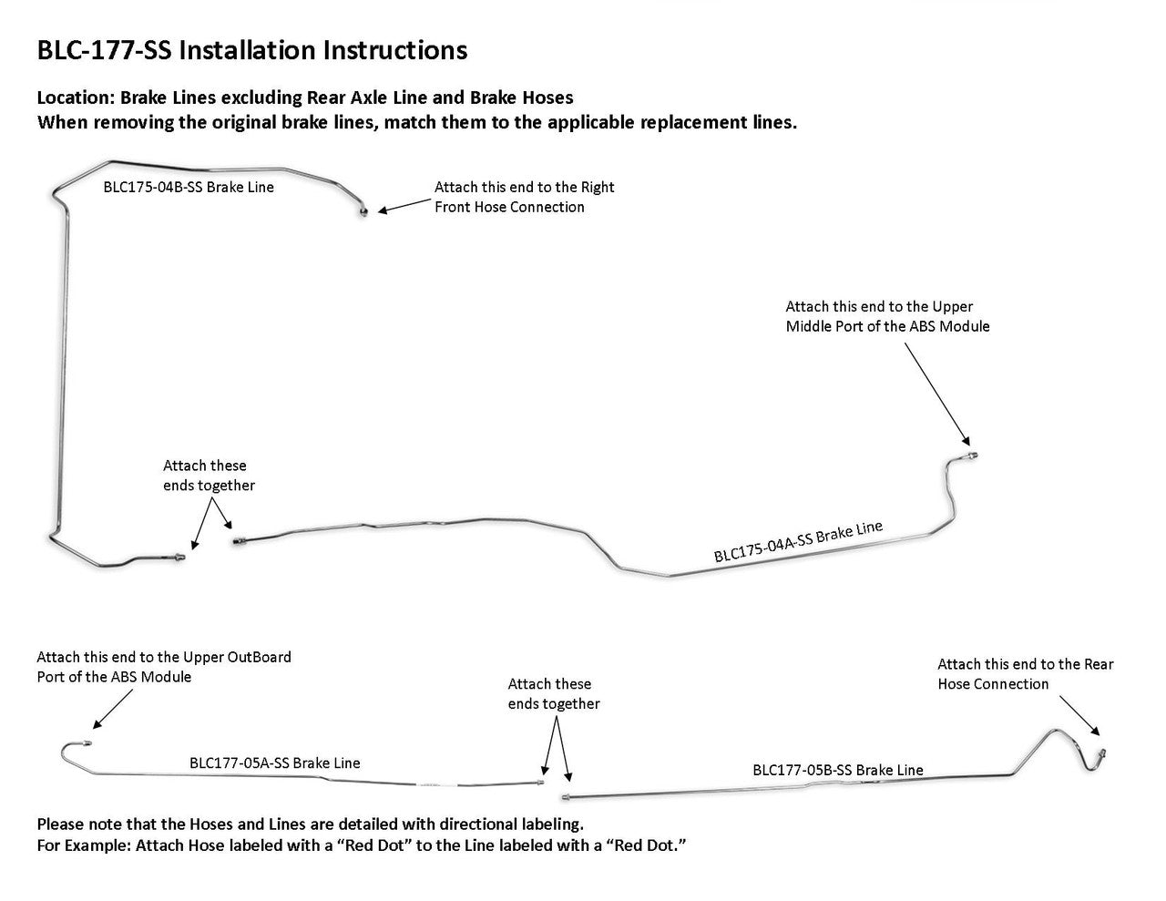 Chevy Silverado Brake Line Set 2000 1500 2WD Ext Cab 8ft Bed 4.3L BLC-177-SS1A Stainless Steel