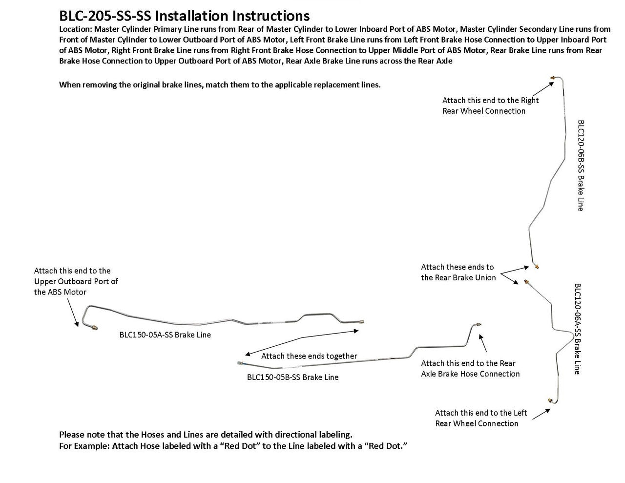 Chevy Silverado Brake Line Set 2001 2500 HD Reg Cab 8ft Bed 6.6L BLC-205-SS1C Stainless Steel