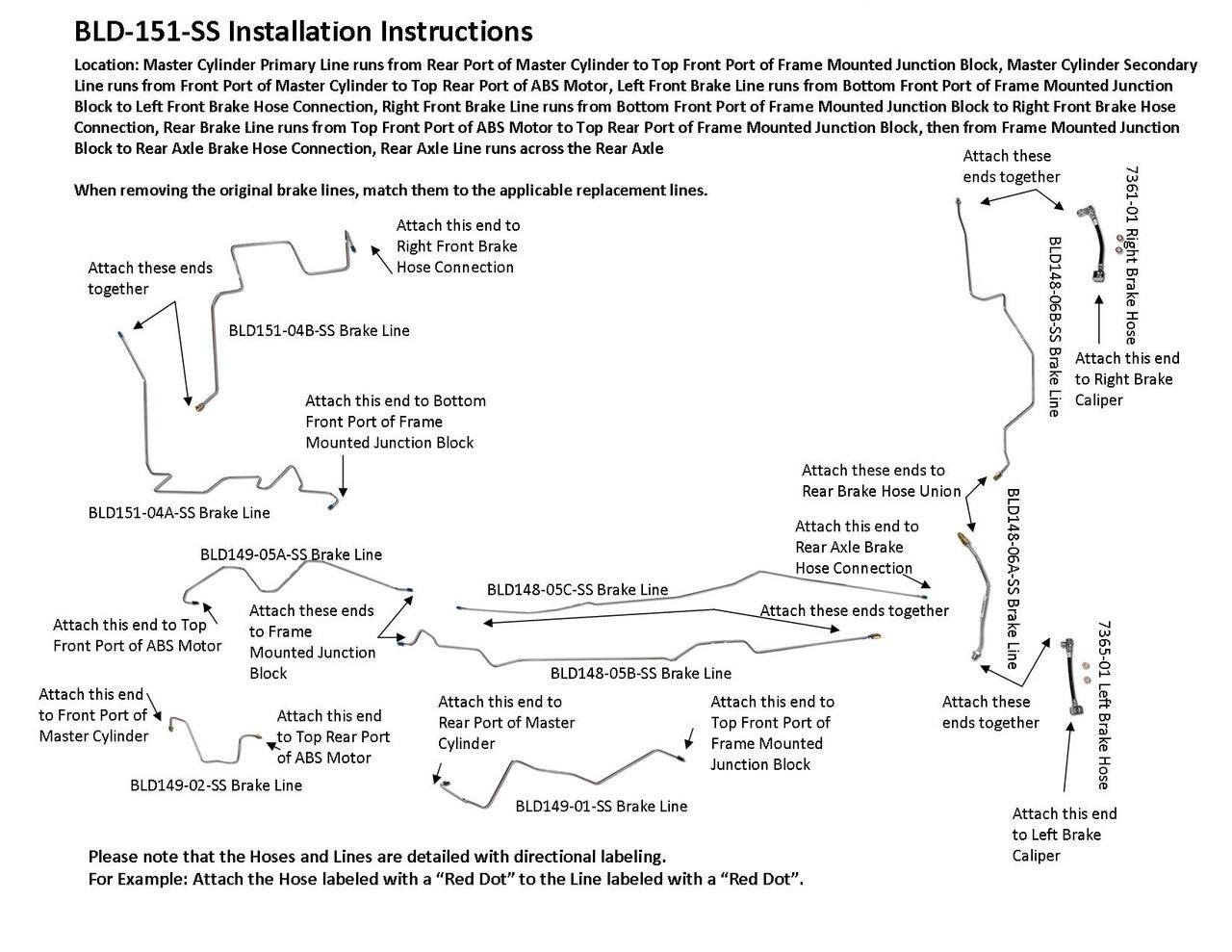 Dodge Ram 1500 Brake Line Set 2003 4WD Quad Cab 6.5ft Bed 3.7L BLD-151-SS1B Stainless Steel