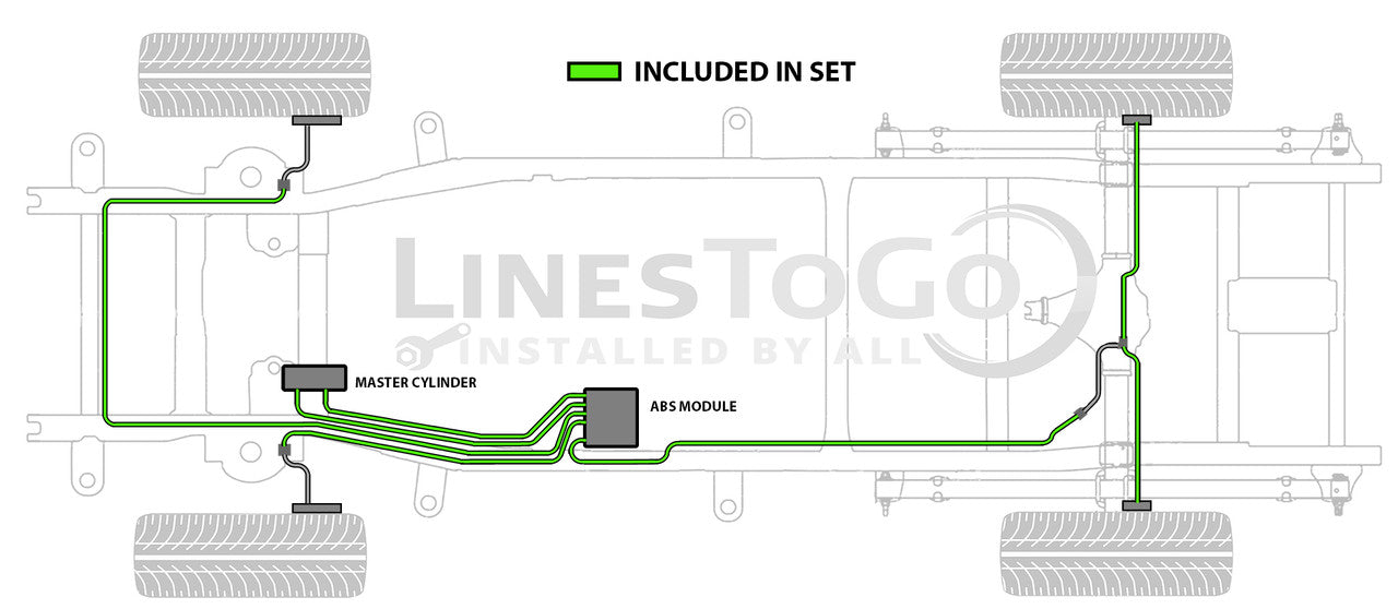 Chevy Silverado Brake Line Set 2000 1500 4WD Ext Cab 8ft Bed 5.3L BLC-227-SS1J Stainless Steel