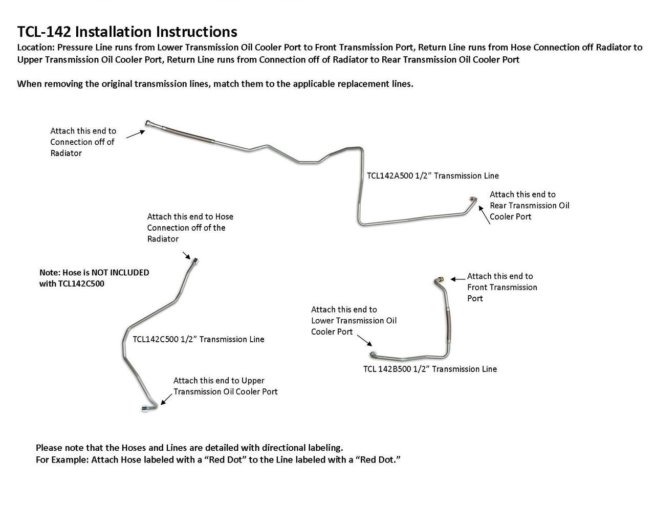 Dodge Ram 2500 Transmission Line Set 2005 Diesel Engine 6.7L TCL-142-1F