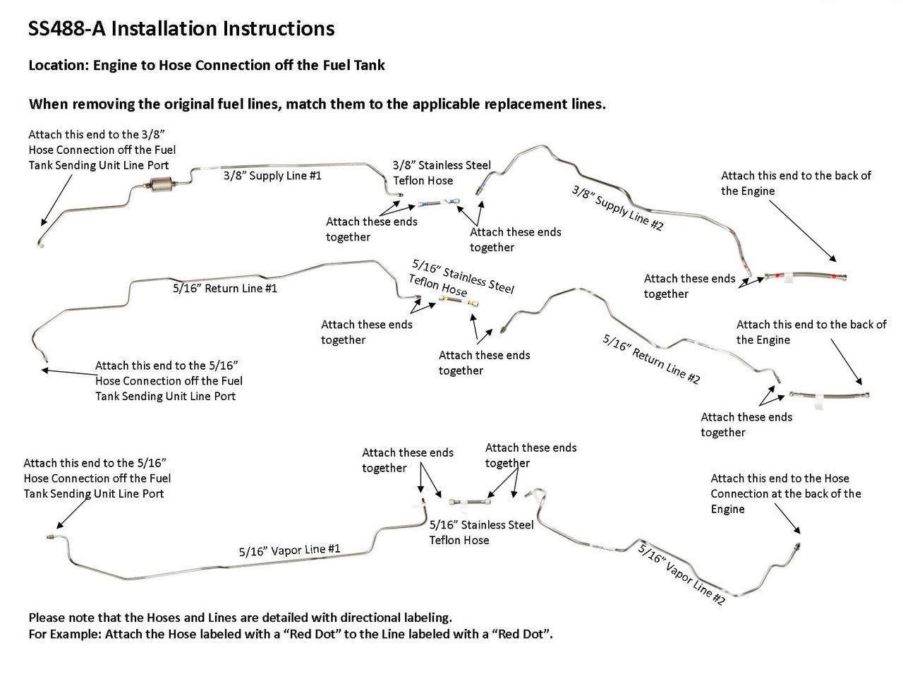 Ensemble de conduites de carburant GMC Sierra 2007 Classic 1500 Ext Cab 4.8L Non Flex Fuel SS488-Q8 Acier inoxydable