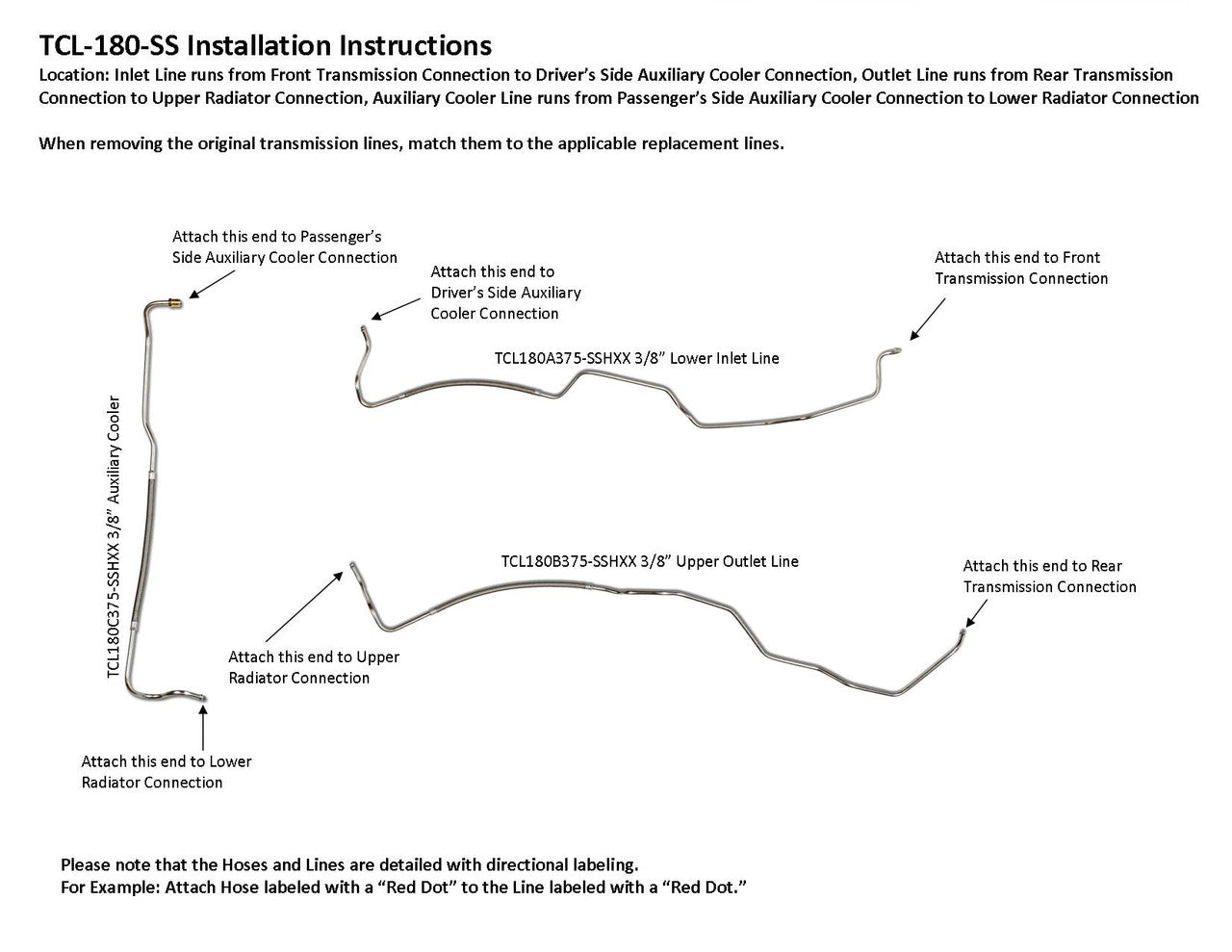 Juego de líneas de transmisión para Chevy Suburban 1996 C/K 2500 5.7L TCL-180-SS3A Acero inoxidable