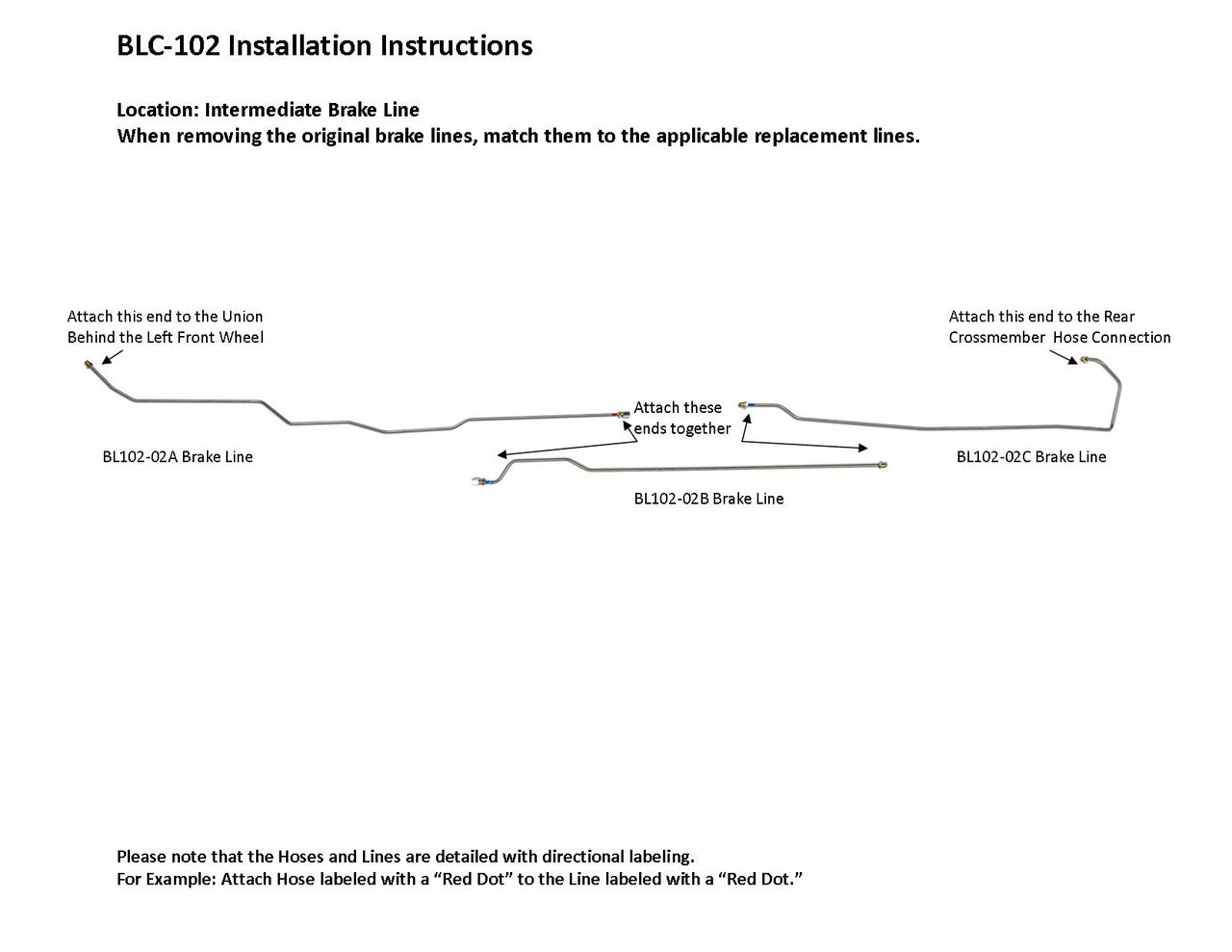 Conduite de frein intermédiaire GMC Suburban 1995 K1500/2500 4WD BLC-102-SS2A Acier inoxydable