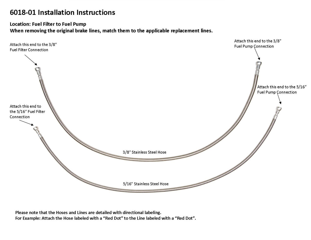 Stainless Steel Braided Teflon Hoses between fuel filter and fuel pump 2003 Seville STS 4 Door 6018-01M6
