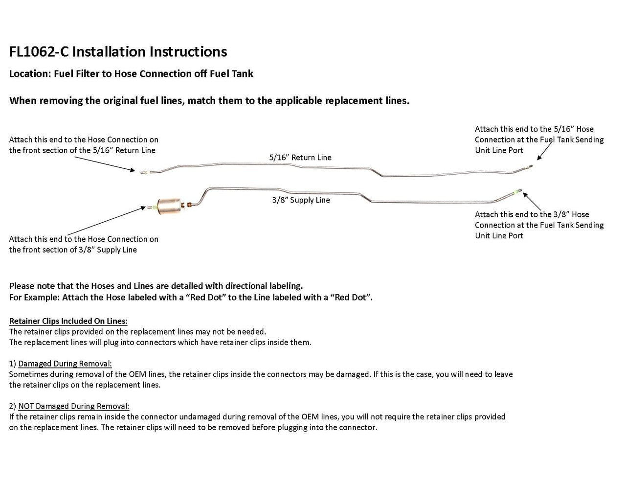 GMC Sonoma Truck Rear Fuel Line Set 2001 Reg Cab 7.5ft Bed 4.3L FL1062-C2E