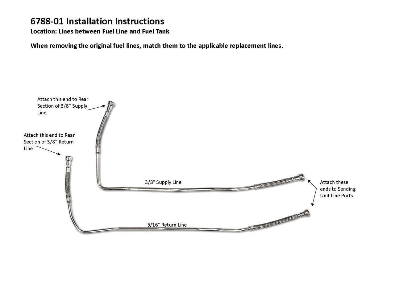 Stainless Steel Lines between fuel lines and fuel tank 2001 6788-01J1