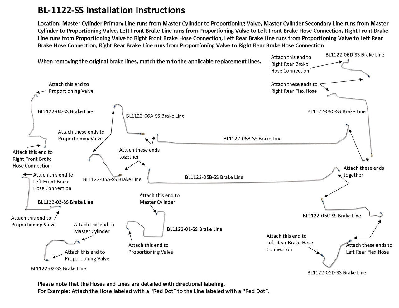 Honda CRV Brake Line Set 1999 2.0L BL-1122-SS1A Stainless Steel