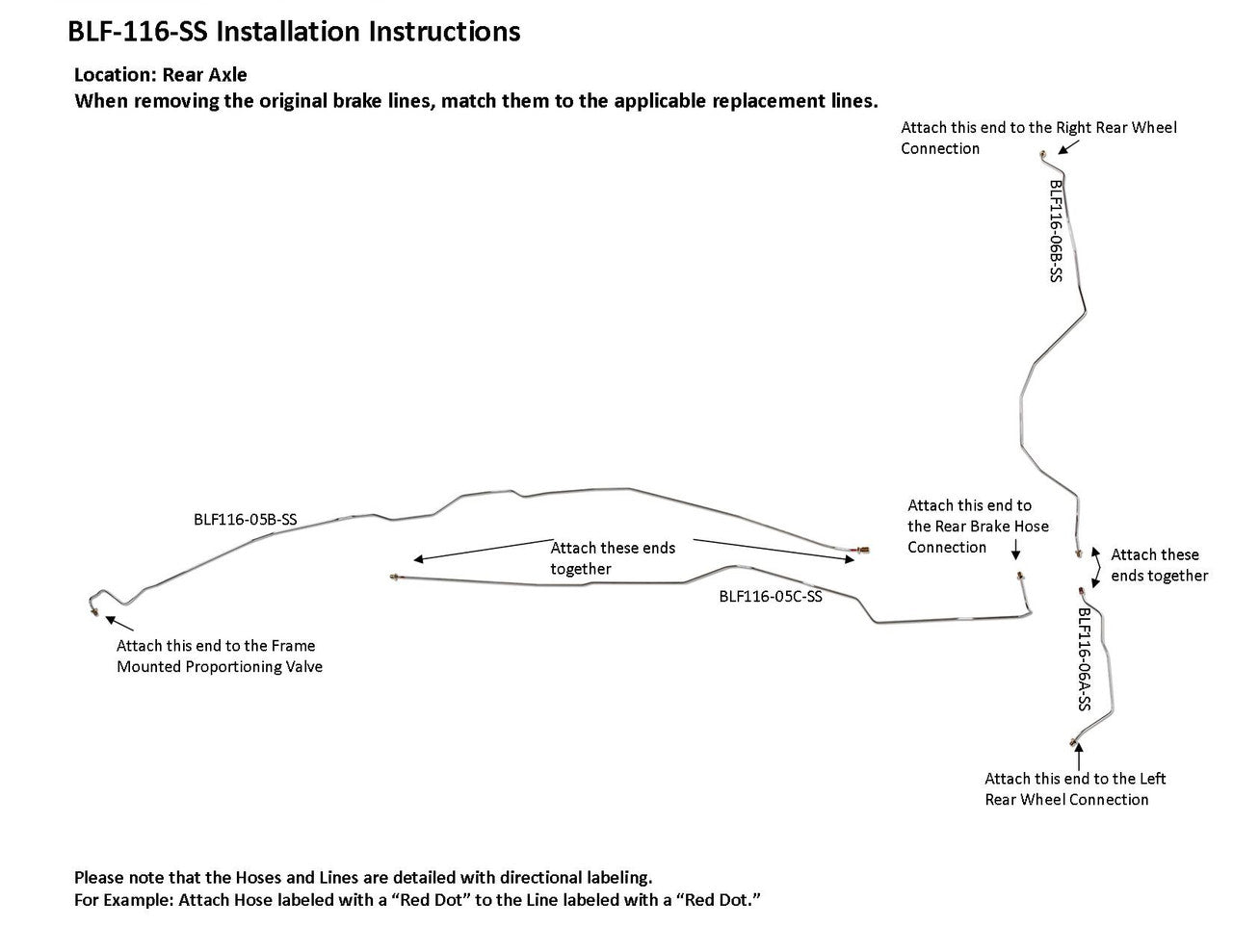 Ford F250 Intermediate & Rear Brake Line Set 1988 Reg Cab 8ft Bed 4.9L BLF-116-SS2B Stainless Steel