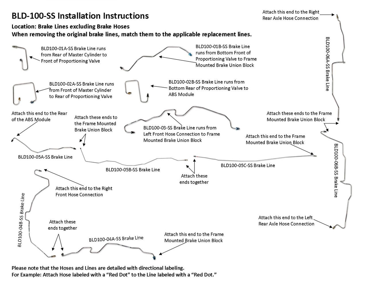 Juego de líneas de freno Dodge Durango 1999 2WD BLD-100-SS1B Acero inoxidable
